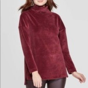 Burgundy Women’s Mock Turtleneck Long Sleeve Top